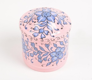 Creative Low MOQ Handmade Hand Pink Enameled Floral Iron <b>Small</b> Canister Manufacturer Wholesaler - Product Image 3