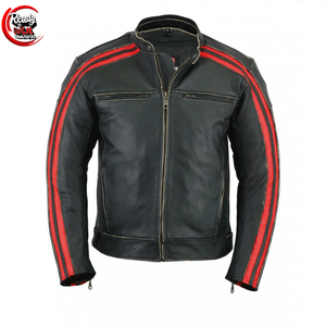 Vestes de vélo en cuir véritable personnalisées pour hommes et femmes veste de moto de style de rue en toile avec col montant - Product Image 1