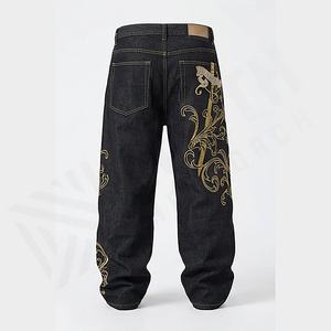 <b>Men's</b> Loose Fitting Rhinestone Embellished Customized Color Washed Jeans Party Clothes Street Pants Durable <b>Trousers</b> Wholesale - Product Image 2