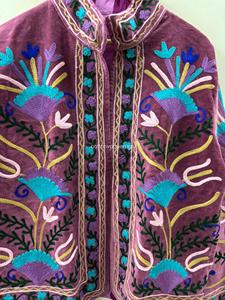 Chaqueta de Terciopelo Bordada Estilo Bohemio con Cuello Mandarín, Manga Larga, Estampado Floral, Ropa de Abrigo Otoñal para Mujer, Talla Grande - Product Image 5