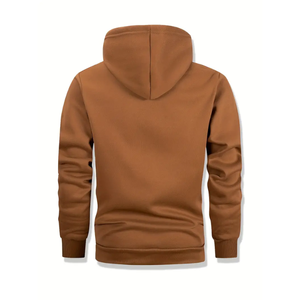 Sweat-shirt à capuche pour homme-100% coton tricoté avec une légère élasticité solide automne décontracté coupe ample poche avant - Product Image 2