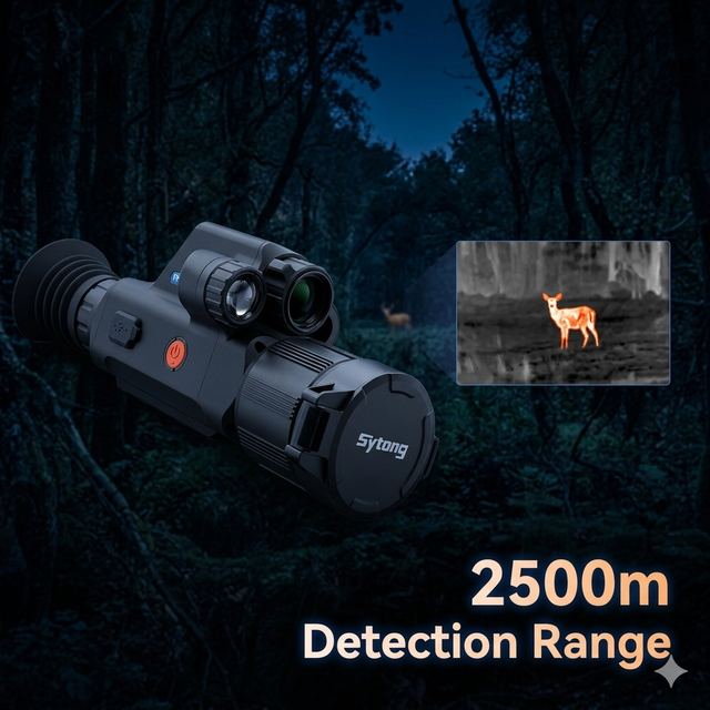 640x512 Thermal Monocular Night Vision Scope Long Range 2500m LRF Sytong FM06-50LRF Infrared Digital 50Hz for Hunting
