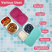 Boîte à sauce en acier inoxydable 304, réutilisable, écologique, étanche, compatible micro-ondes, avec couvercle en silicone, 2 compartiments, capacité de 0 à 1 L