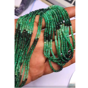 6 hebras de Esmeralda sombreada natural de 2,5mm a 3mm Rondelle Smooth Beads 162 Cts Lot 16 pulgadas Iroc Sales Gemstone Bead US $93 para todos - Product Image 1