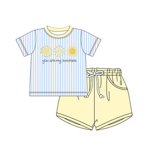 Abbigliamento Personalizzato per Bambini 'You Are My Sunshine', Completo Estivo <span class=keywords><strong>con</strong></span> Pantaloncini per Bambino, Vestiti Boutique per Bambini - Product Image 1