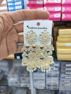 Gran oferta, pendientes indios Jhumki, pendientes de circón chapados en oro antiguo, joyería para mujer, pendientes de perlas, joyería para mujer - Product Image 2