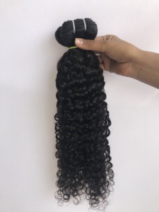 Exportation en gros fournisseur indien Temple indien Remy Virgin 20 ''Kinky Curly Bundles Extensions Single Drawn Hairr Machine Trame - Product Image 6