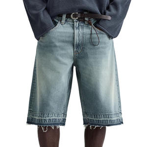 กางเกงยีนส์ขาสั้นโอเวอร์ไซส์สำหรับผู้ชายกางเกงขาสั้นผ้ายีนส์ผ้าฝ้ายฟอกสีวินเทจสำหรับผู้ชายแฟชั่นฤดูร้อน - Product Image 1