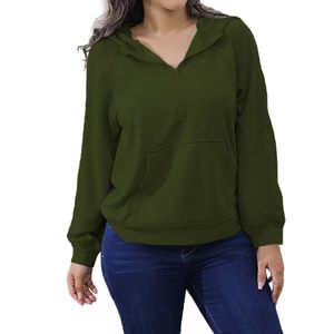 Sudaderas con capucha de la mejor calidad para mujer con hombros caídos 35% poliéster 65% algodón polar pesado elegante verde oliva sudaderas con capucha para damas - Product Image 4