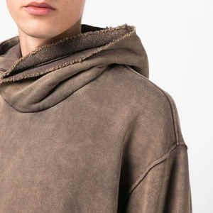 Sudadera con capucha de gran tamaño Fce de algodón 100% personalizable para hombre Drop Shoder estilo holgado Sudadera larga Sve con diseño de logotipo forrado de talla grande - Product Image 6