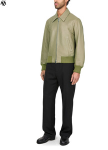 Chaqueta de Cuero Clásica OEM en Tono Verde, Cuero Suave de Primera Calidad, Puños Acanalados Suaves, Cierre de Cremallera Completo, Transpirable - Product Image 2