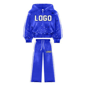 Conjunto de Sudadera con Capucha y Pantalones Jogger de Felpa Francesa Transpirable con Cremallera, 2 Piezas, para Hombre, Estilo Hip Hop, Lavado Ácido, Invierno, de Alto Gramaje - Product Image 5