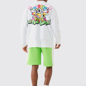 Short en polaire pour hommes avec cordon de serrage et short de survêtement imprimé à la taille élastique - Product Image 3