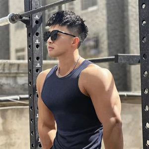 Chaleco elástico ajustado de alta calidad, Camiseta básica sin mangas, camiseta de manga corta, camiseta de gran tamaño, ropa de verano para hombre, Camiseta deportiva, Top - Product Image 3