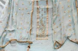 Designer moderne non cousu brodé à la main indien pakistanais vêtements de fête costumes beau style traditionnel avant - Product Image 3