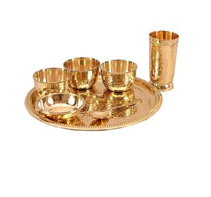 Juego de cena de cobre diseño superior Juego de cena de cobre puro redondo martillado logotipo personalizado y pulido brillante - Product Image 1