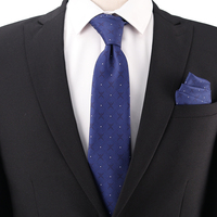 Bandana à pois avec logo personnalisé, cravate imprimée sur mesure, cravate en polyester bleu marine à carreaux avec ensemble foulard