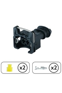 Connecteur terminal mâle 2 broches, boîtier en nylon plat noir, connecteur électrique automobile Fiat Albea - Product Image 3