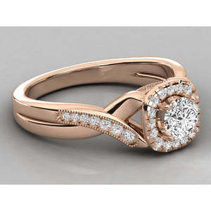 Rose Gold & 9K Gold Plated Trendy <b>Solitaire</b> Lab-Grown Diamond Ladies <b>Ring</b> Stainless Steel Inlay IGI Certified for Engagement - Product Image 1