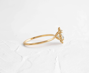 Bague de fiançailles Halo Moissanite originale en or massif 14K 1.50CT cadeau d'anniversaire de promesse de mariage élégant pour les femmes pour les fêtes - Product Image 5