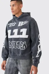 Vente en gros d'étiquettes de vêtements en molleton 3D personnalisées pour l'hiver Fabricant de vêtements lavés à l'acide vintage avec fermeture à glissière en détresse - Product Image 4