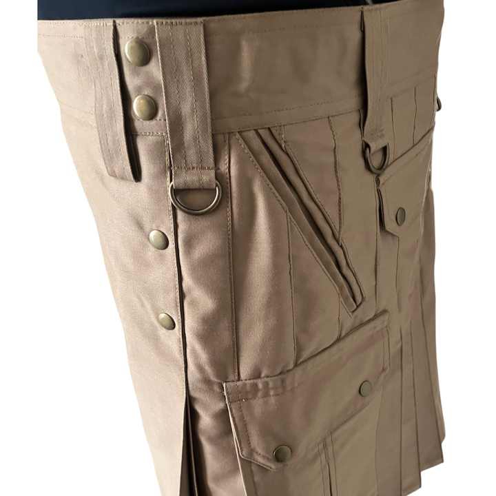 6 POCKETS Men's 290 Gsm Twill Cotton Fabric Utility Kilt Black Cargo Trouser Style All Models Apparel