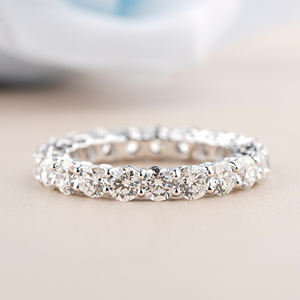 Mujeres Full Eternity Moissanite Diamond 14K oro blanco boda banda Vintage Art Deco diseño elegante regalo para esposa o novia - Product Image 1
