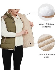 Cotton Custom Women's Winter With Hood Casual Outerwear Jacket <b>Quilted</b> Fleece Plus Size Warm for Women Puffer Vests & <b>Waistcoats</b> - Product Image 1