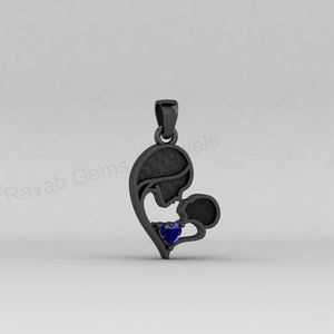 Solid 925 Silver 4mm Heart Sapphire Quartz Mother & <b>Baby</b> Blank Bezel Charm Pendant Setting Resin <b>Keepsake</b> DIY Memorial Jewelry - Product Image 5