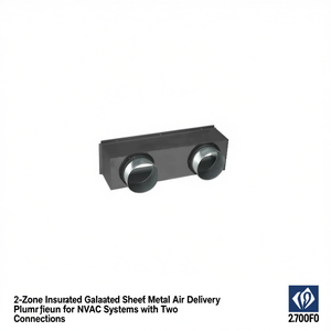 Plénum de distribution d'air en tôle galvanisée isolée à 2 zones pour systèmes CVC avec deux raccordements - Product Image 2