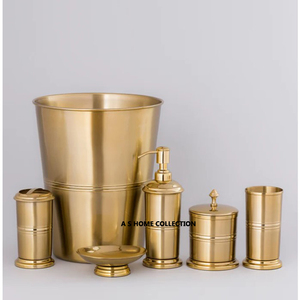 Fournitures de salle de bain en gros 9 pièces carré argent galvanoplastie métal martelé rince-bouche tasse porte-dents boîte à savon ensemble de salle de bain - Product Image 6