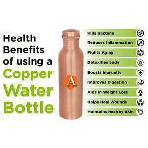 100% Pure Copper Water <b>Bottle</b> 900-1000 ml Handmade Water <b>Bottle</b> for <b>Drinking</b> Water Ayurveda Health Benefit Joint Free Leak Proof - Product Image 6