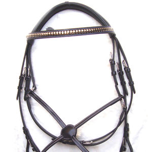 Ensemble de demi-muserolle et bride à mors de qualité supérieure, excellent pour l'équitation, prix de gros en cuir durable - Product Image 1