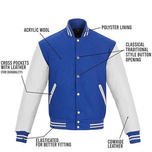 Veste universitaire en laine et cuir de haute qualité pour hommes avec logo personnalisé à l'avant coupe-vent et design hivernal écologique - Product Image 3