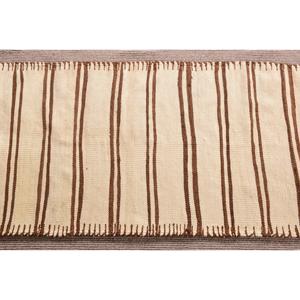 Vintage Rug, Runner 2.5x10 ft Turkish Rug, <b>Brown</b> White Striped <b>Wool</b> Rug - Product Image 4