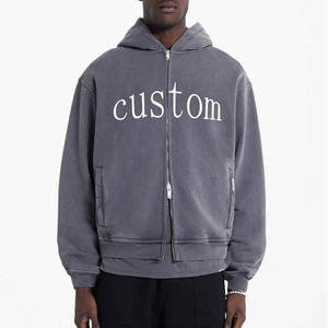Streetwear Acid Wash Sun Faded Sweat à capuche zippé pour homme - Product Image 1