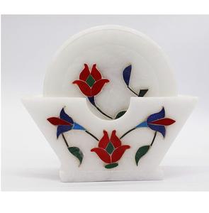 ชุดที่รองแก้วเซรามิกหินอ่อนสไตล์คลาสสิก6ชิ้นพร้อมฐานไม้ก๊อก - Product Image 3