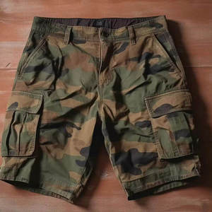 Pantalones Cortos Cargo para Hombre, Estilo Europeo, Casuales de Verano, Multibolsillos, Resistentes al Viento, de Poliéster/Algodón, Tejido Digital, Delgados, Elásticos, Cintura Media, Color Sólido - Product Image 5