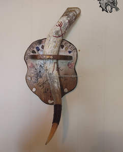 Tasse à boire en corne véritable polie avec support en cuir pour mariage ou maison - Product Image 2