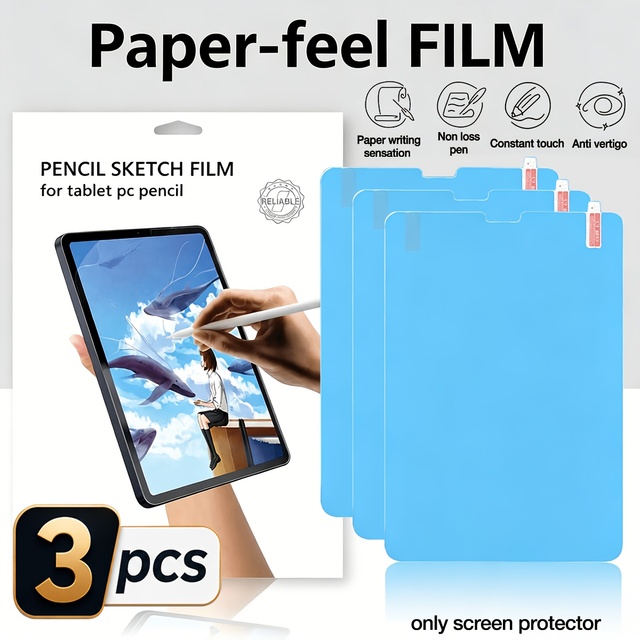 3pcs Paper-Feel Screen Protectors Suitable for iPad Write and Draw Like on Paper, Matte Writing Film Anti-Scratch, Bubble-Free