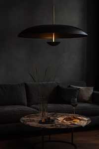 Lustre en laiton de style moderne du milieu du siècle, luminaire suspendu fait à la main, abat-jour en forme de dôme, lustre italien, luminaires Sputnik Stilnovo - Product Image 4