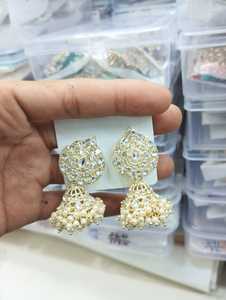 Indian Gold Plated Floral <b>Jhumka</b> Jhumki <b>Earrings</b> Supplier Indian Bridal Jewelry for Wedding Festive Fashion Jewelry Set - Product Image 3