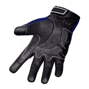 Gants de moto en cuir noir et bleu, à doigts entiers, avec fermeture auto-agrippante, pour hommes - Product Image 5