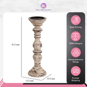 Nueva llegada de soporte de madera de mango antiguo de diseño de lujo moderno marfil y marrón-portavelas de Pilar artístico para decoración del hogar - Product Image 3