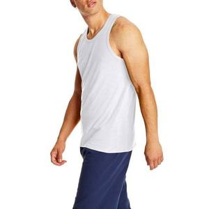 <b>Men's</b> Custom Logo Knitted Sports <b>Tank</b> <b>Tops</b> Breathable Quick Dry Cotton Polyester <b>White</b> Gym O-Neck Sleeveless Design High Street - Product Image 3