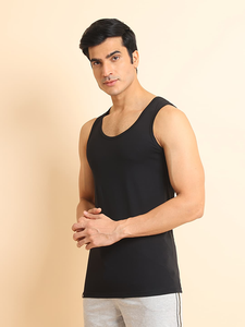 Comfortable Durable <b>Black</b> <b>Vest</b> Stretchable Summer Tank Tops <b>Knitted</b> Weaving Method for Daily Wear and Casual Style - Product Image 3