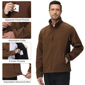 Casacas De Hombre Veste Softshell imperméable et coupe-vent d'extérieur avec logo personnalisé Costume Softshell chaud d'hiver en polyester Vestes pour hommes - Product Image 4