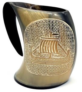 Tasse en corne d'excellente qualité tasse à boire en corne de boeuf médiévale Buffalo Viking inspiré de l'artisanat naturel tasse à corne tasse à boire nordique - Product Image 3