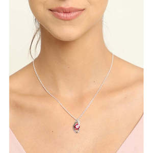 CLARA - Colgante de Plata de Ley 925 con Ojo Rojo Sangre y Circonita Suiza en Forma de Gota de Agua, Chapado en Rodio, para Mujer y Niña - Product Image 3