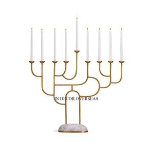 Couleur noire à texture élégante unique et métal de qualité supérieure plaqué or de haute qualité, ensemble de 3 bougeoirs d'Inde - Product Image 4